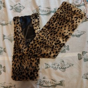 Faux fur animal print scarf